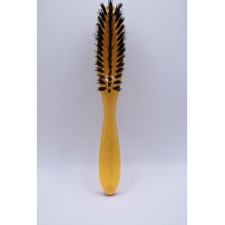 Brosse à barbe "Planète Rasoir" plexi ambré, 3 rangs, montée main.