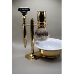 Ensemble joris en or24k. Mach3 & blaireau...