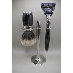 Ensemble Plisson retro laquée, blaireau T12 blanc EU