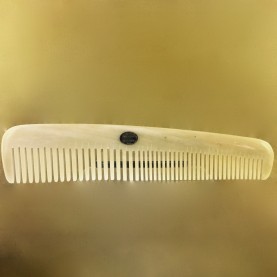 Peigne à barbe "Planète Rasoir" forme rateau, corne blonde marbrée, 16 dents serrées & 24 dents espacées.